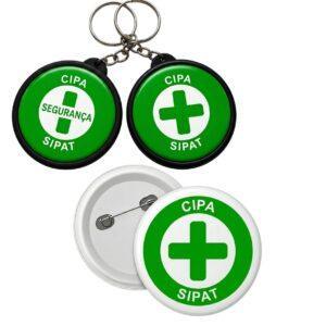 Kit Botton Alfinete e Chaveiro Personalizado (CIPA / SIPAT)