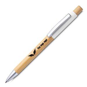 Caneta de Metal e Bambu Personalizada